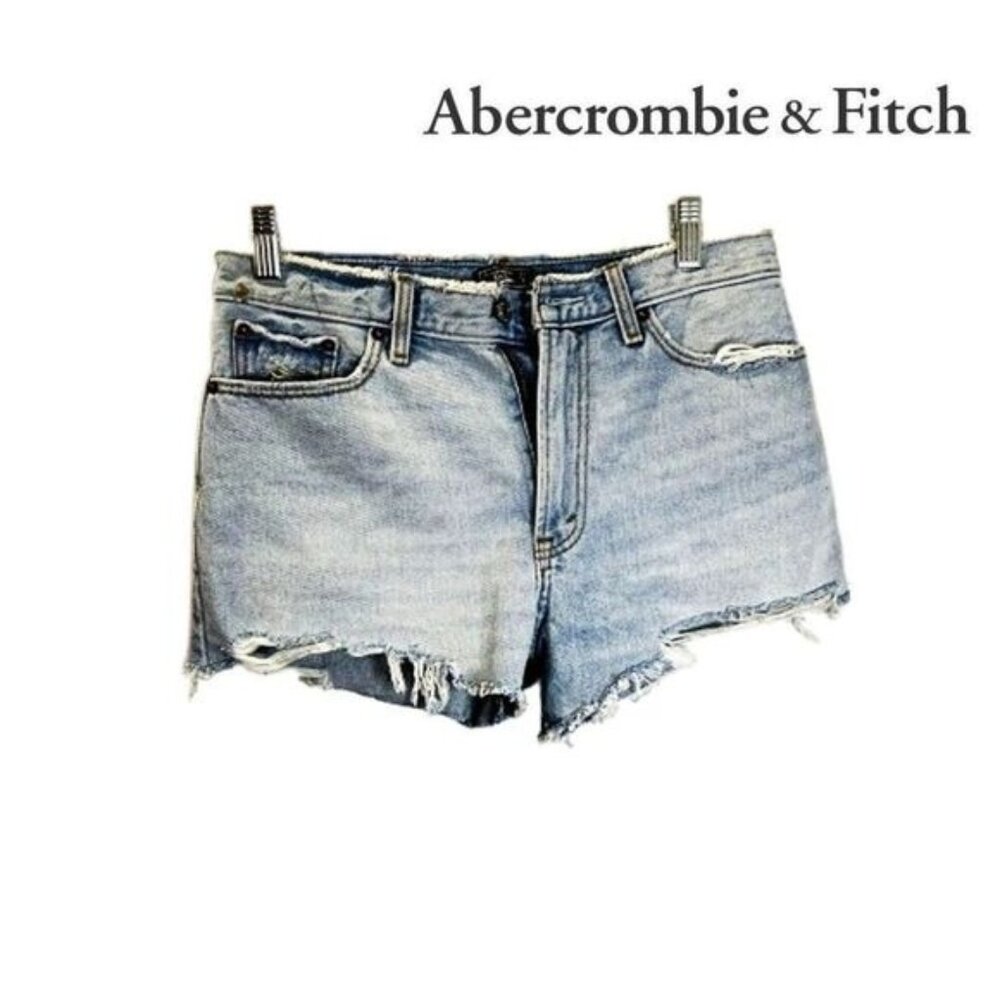 Abercrombie & Fitch Women's High Rise Denim‎ Shorts Frayed Raw Hem Jeans shorts